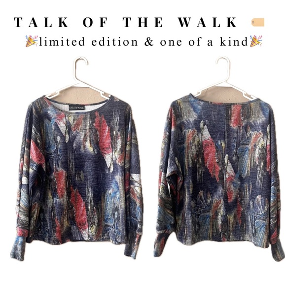 🏷️ 🆕 🎉 nwt! • multicolor abstract metallic knit floral scoop neck top - Picture 3 of 17